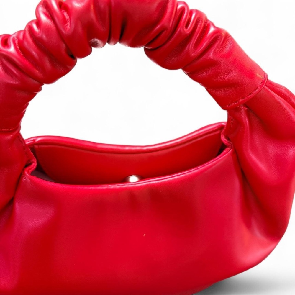 The Drop Women's Addison Hobo Bag One Size Poppy Red Ruched Y2K Quiet Luxury - Picture 2 of 6